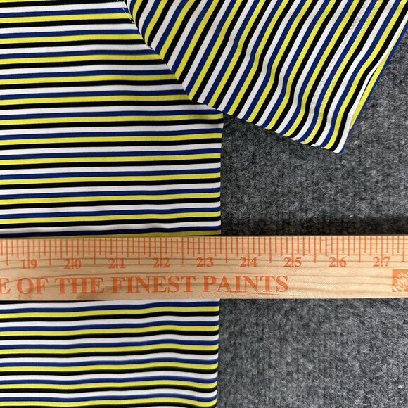 Footjoy Polo Shirt Mens Large Yellow Striped Golf Performance Short Sleeve Adult - Picture 6 of 7